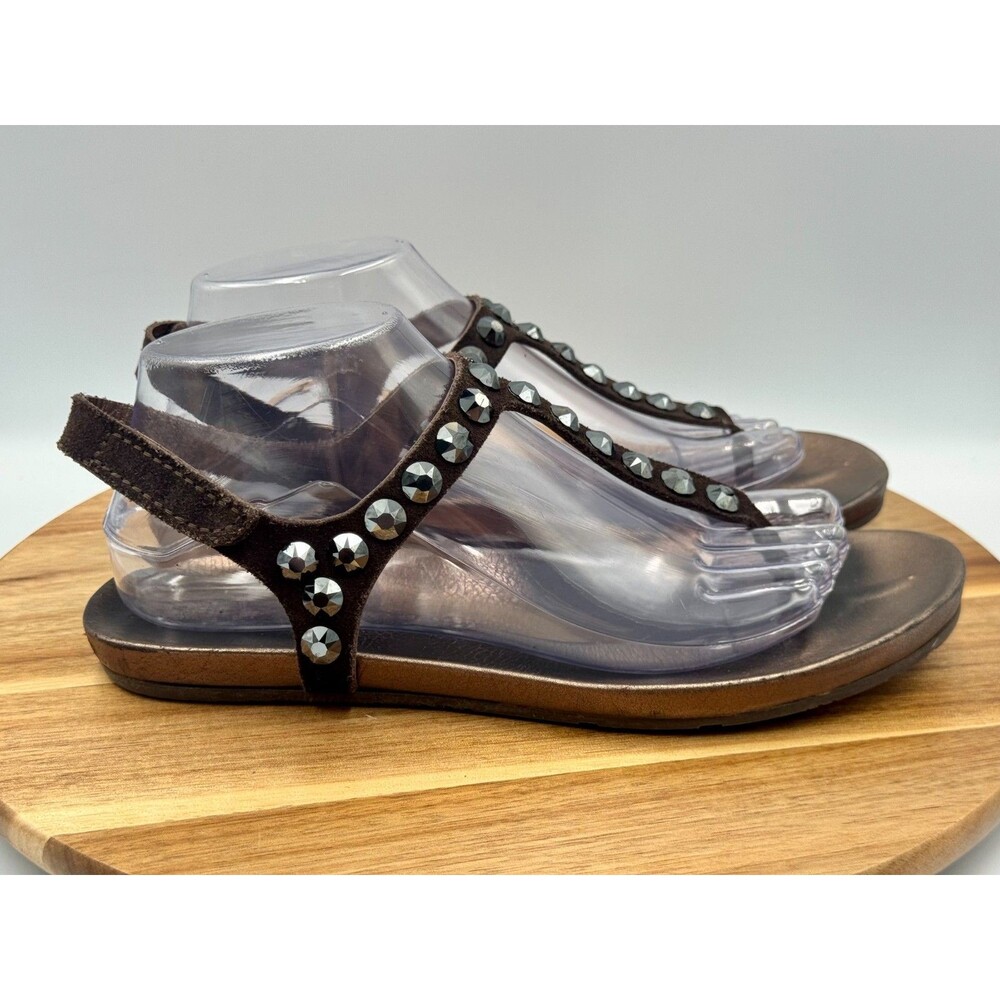 PEDRO GARCIA Judith Thong Studded Sandals Brown Made In Spain 10-10.5